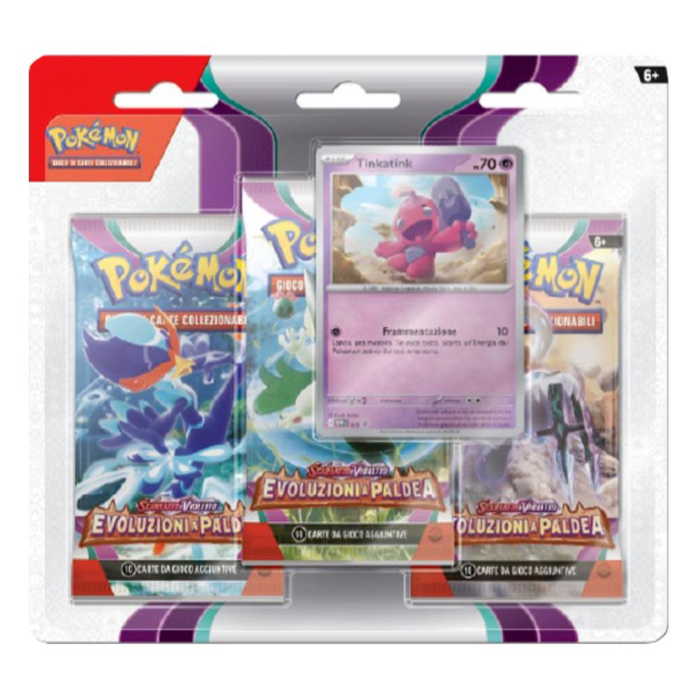 Pokemon - Blister 3 Bustine + 1 Card "Scarlatto e Violetto - 02 Evoluzioni a Paldea