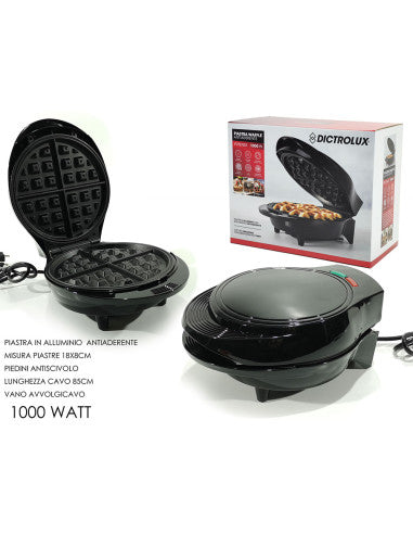 PIASTRA WAFFLE 1000W NERO