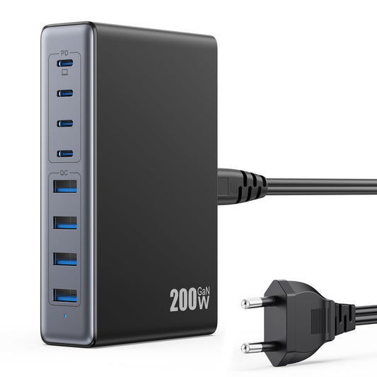 200W Caricatore Multiplo USB C, 8-Porte GaN