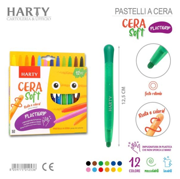 Pastelli cera soft 12col.