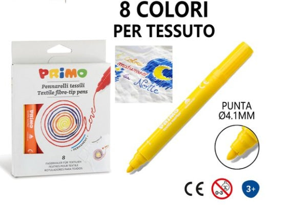 Primo pennarelli per tessuto 8 colori