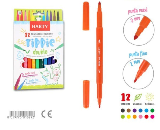 Pennarelli harty double 12 colori