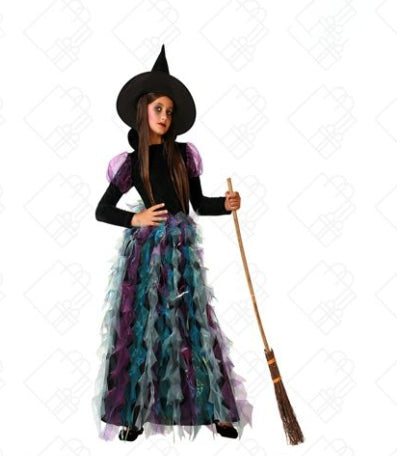 Costume bambina strega verde 3 anni fino a 12 anni vari taglie